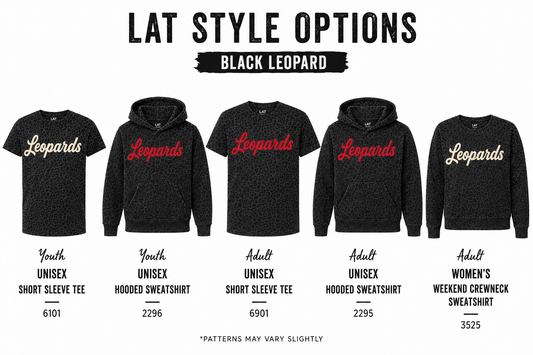 Lillard Black Leopard Print Leopards Scripty ADULT and YOUTH Size (Lillard)