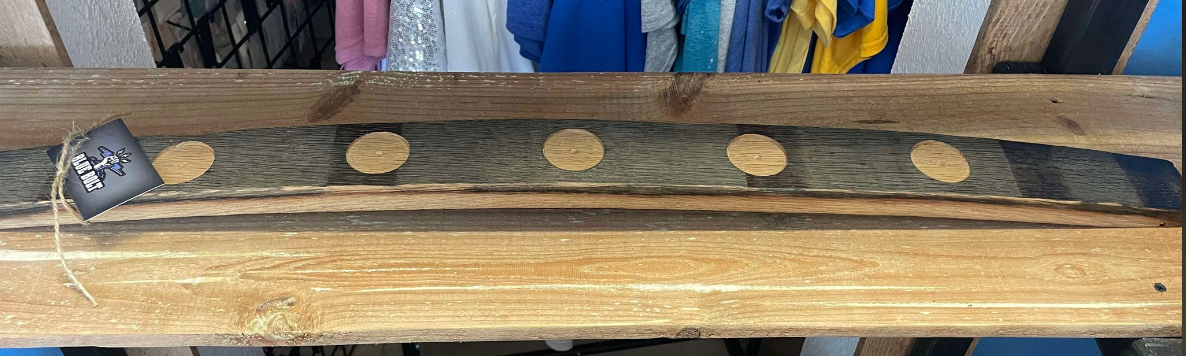 Hand-crafted votive candle holder made from whiskey barrel staves