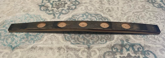 Hand-crafted votive candle holder made from whiskey barrel staves