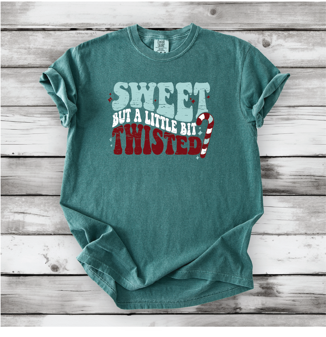 Cute Christmas shirts, Sweet but Twisted - Christmas Candy Cane shirts, Vintage Christmas Designs- Comfort Colors