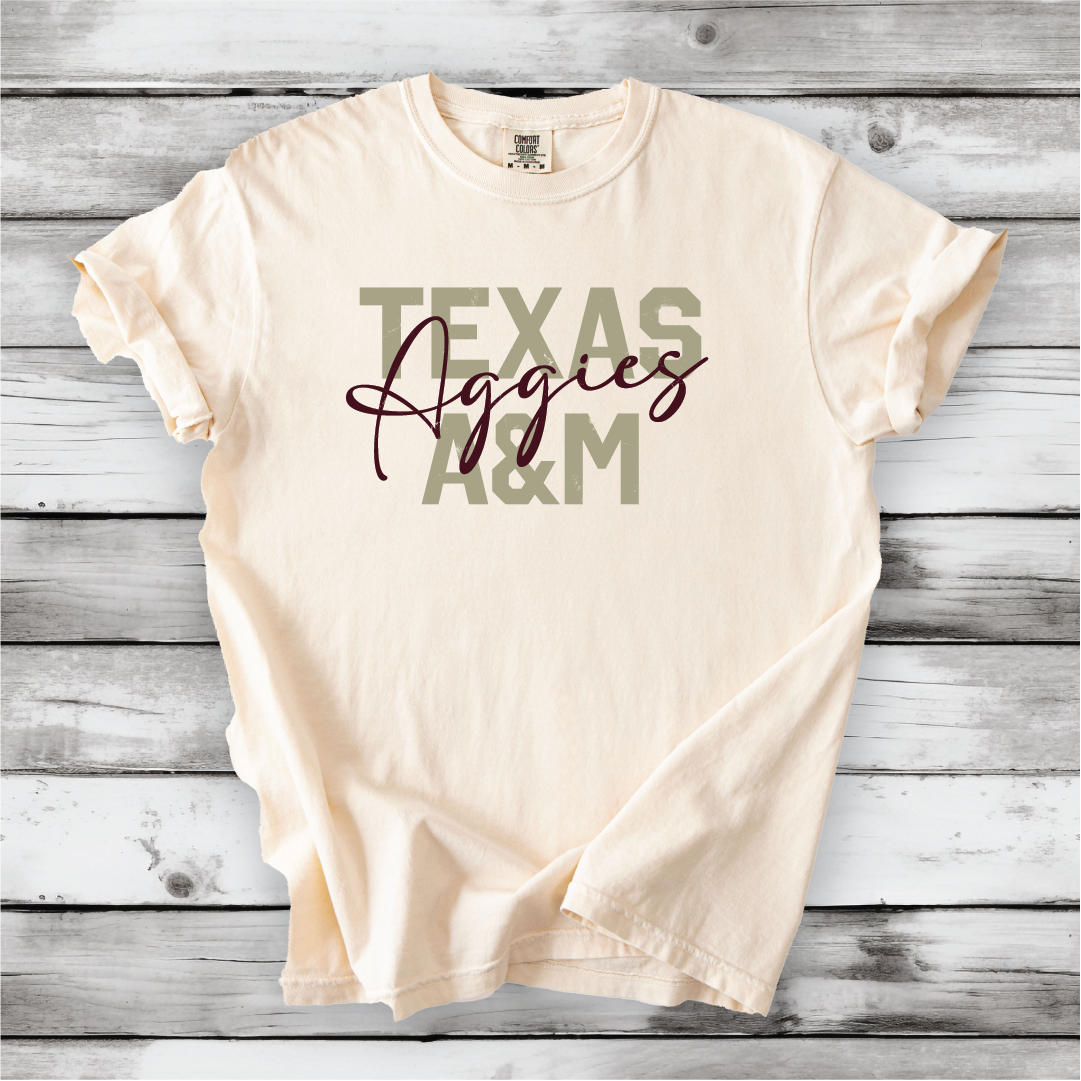 Texas A&M BLOCK Aggies Scripty Shirt