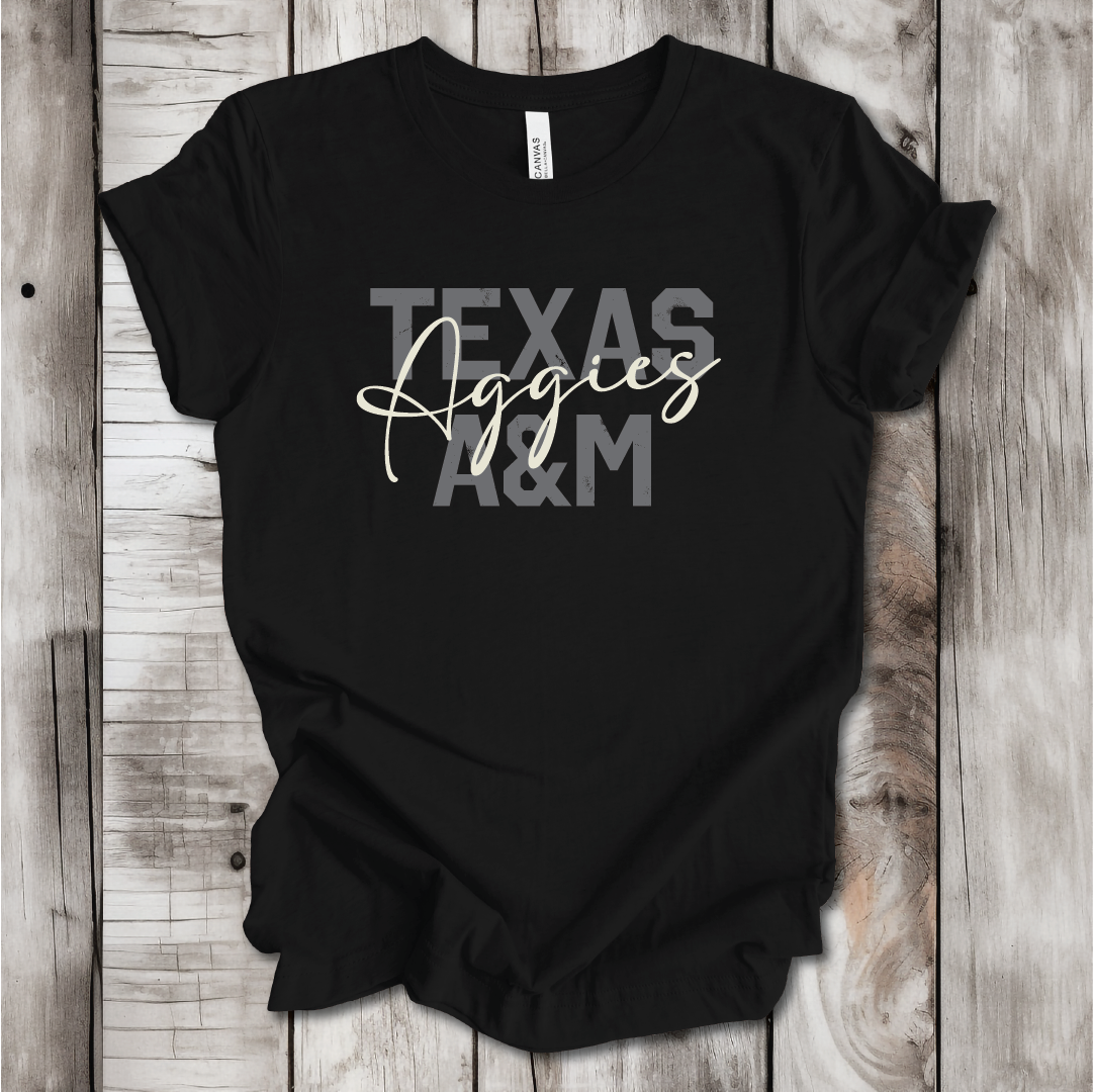 Texas A&M BLOCK Aggies Scripty Shirt