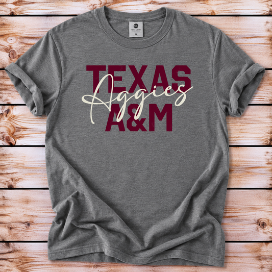 Texas A&M BLOCK Aggies Scripty Shirt